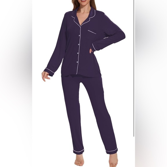 Button Up Pajamas for Women Long Sleeve Sleepwear Soft Loungewear Pjs Set (056) - Picture 2 of 3